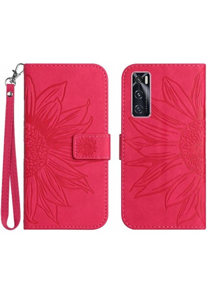 Vivo V20SE/Y70 Kabartmalı Ayçiçeği Flip Cüzdan Telefon Kılıfı Için Pu (Yurt Dışından)