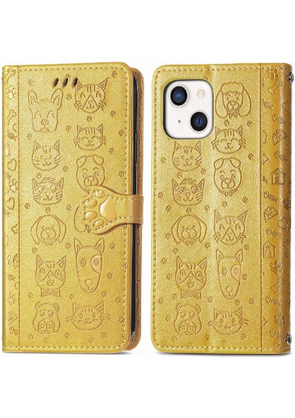 Iphone 13 Mini Deri Kılıf Kapak Kapak Darbeye Karikatür Kısa (Yurt Dışından)