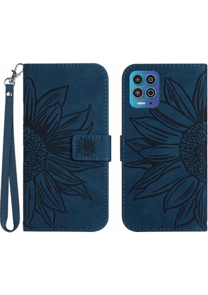 Motorola Moto G100 Kabartmalı Ayçiçeği Kart Yuvaları Tutucu Pu (Yurt Dışından)