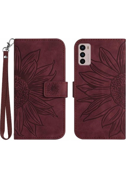 Motorola Moto G42 Kabartmalı Ayçiçeği Flip Cüzdan Telefon Kılıfı Pu (Yurt Dışından)