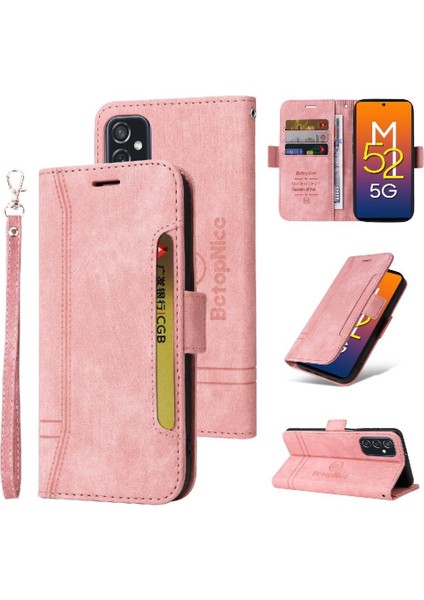 Samsung Galaxy M52 5g Kart Yuvaları Için Kılıf Cüzdan Kapak Çevirin Tpu Deri (Yurt Dışından)