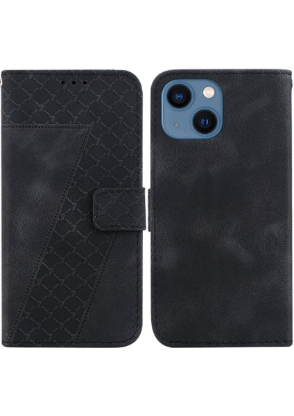 Telefon Kılıfı Için iphone 13 Mini Kabartmalı Desen Cüzdan Flip Folio Kapak Pu (Yurt Dışından)