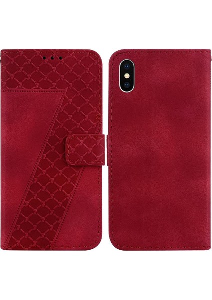 Telefon Kılıfı Için iphone X/xs Kabartmalı Desen Kart Yuvası Fonksiyonu Flip Folio (Yurt Dışından)