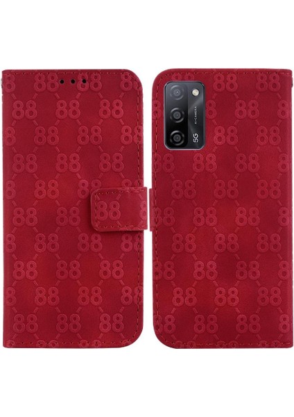 Oppo A16/A16S/A54S Kart Tutucu Çift 8 Kabartmalı Kickstand Için Telefon Kılıfı (Yurt Dışından)