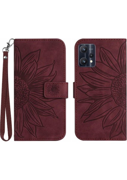 Kart Yuvaları ile Realme 9 4g Için Kılıf Tutucu Flip Cüzdan Telefon Kılıfı Lüks (Yurt Dışından)