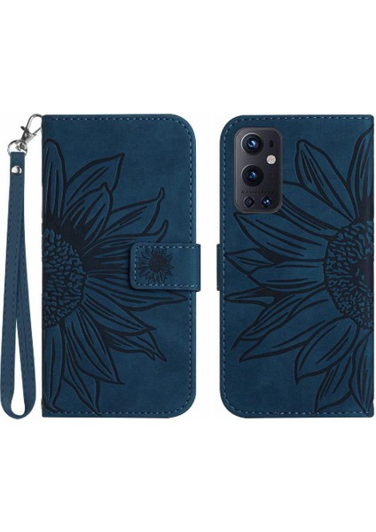Kart Yuvaları Tutucu Kabartmalı Ayçiçeği Lüks Pu ile Oneplus 9 Pro Için Kılıf (Yurt Dışından)