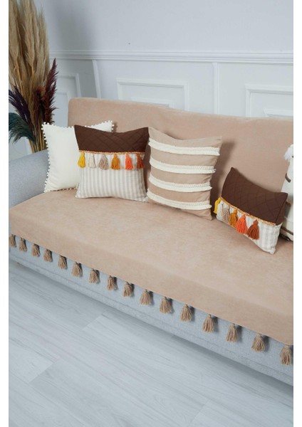 Sırt ve Oturma Kısmını Kapatan Püsküllü Koltuk Örtüsü 180X210 Cm,ko-31