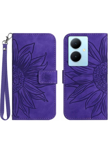 Vivo Y78 Kabartmalı Ayçiçeği Flip Cüzdan Telefon Kılıfı Için Kart Pu (Yurt Dışından)