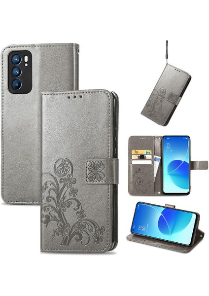 Oppo Case 6 5g Için Zarif Iş Çevirme Kapağı Dört Yapraklı Yonca (Yurt Dışından)