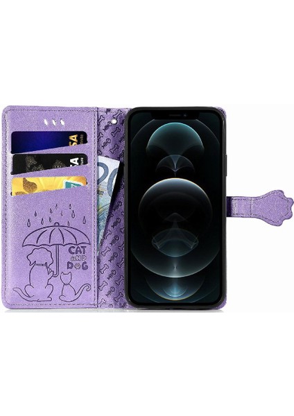 Iphone 12 Için Kılıf Promax Kısa Kayış Karikatür Hayvanlar Kapak Çevirin Deri (Yurt Dışından)