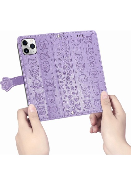 Iphone 12 Için Kılıf Promax Kısa Kayış Karikatür Hayvanlar Kapak Çevirin Deri (Yurt Dışından)