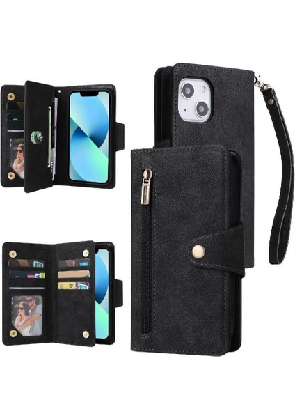 El Kayışı Kart Tutucu Fermuar Cüzdan Kapak Deri ile iphone 13 Için Kılıf (Yurt Dışından)