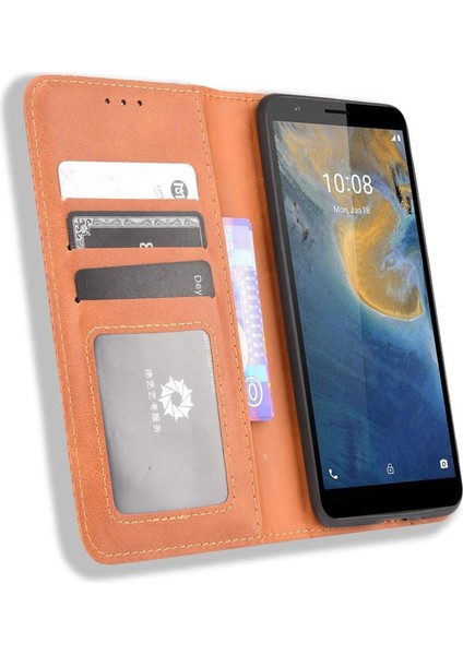 Zte Blade Magnetic Manyetik Kapatma Pu Deri Cüzdan Kılıf (Yurt Dışından)