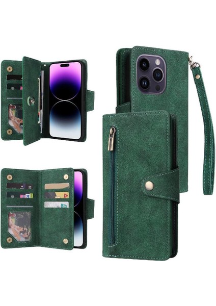 Iphone 14 Için Kılıf Pro Max Fermuar Cüzdan Kapak Kart Tutucu Manyetik ile (Yurt Dışından)