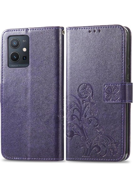 Vivo Y55 5g Için Zarif Iş Çevirme Kapağı Dört Yapraklı Yonca Kısa (Yurt Dışından)