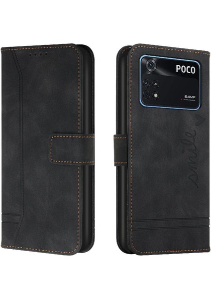 Telefon Kılıfı Için Xiaomi Poco M4 Pro 4g Kart Yuvaları Kapak Flip Folio Cüzdan Pu (Yurt Dışından)