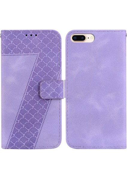 Iphone 8 Için Telefon Kılıfı Artı/7 Artı Kart Yuvası Fonksiyonu Kabartmalı Desen Pu (Yurt Dışından)