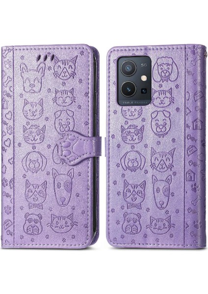 Vivo Y55 5g Kılıf Için Kılıf Kısa Kayış Karikatür Hayvanlar Kapak Çevirin (Yurt Dışından)