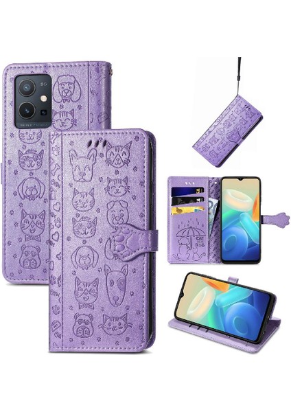 Vivo Y55 5g Kılıf Için Kılıf Kısa Kayış Karikatür Hayvanlar Kapak Çevirin (Yurt Dışından) modelleri