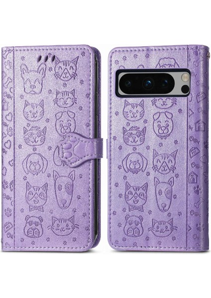 Google Piksel 8 Pro Flip Kapak Karikatür Hayvanlar Için Kılıf Kısa Kayış Vaka (Yurt Dışından) indirimleri