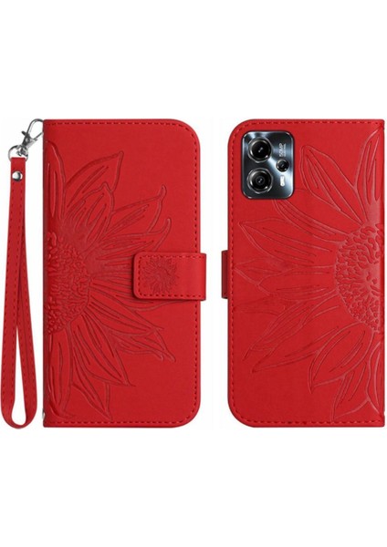 Motorola Moto G23/MOTOROLA Kart Yuvaları Tutucu ile Kabartmalı Ayçiçeği Için Kılıf (Yurt Dışından)