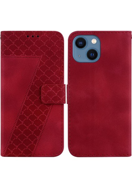 Iphone 15 Için Telefon Kılıfı Kart Yuvası Fonksiyonu Kabartmalı Desen Cüzdan Flip (Yurt Dışından)