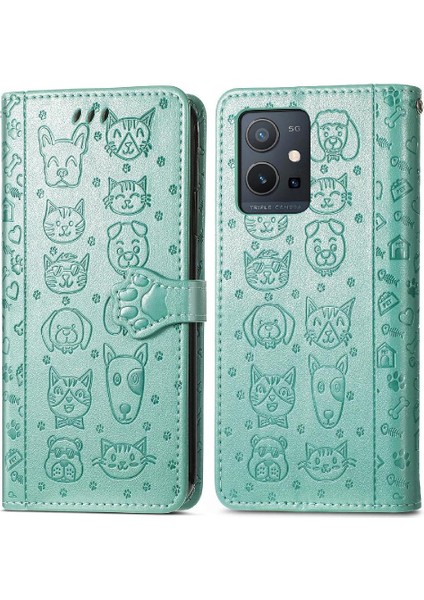 Vivo Y55 5g Kılıf Için Kılıf Kısa Kayış Karikatür Hayvanlar Kapak Çevirin (Yurt Dışından)