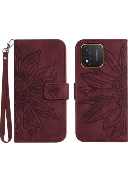 Onur Için Kılıf X5 4g Kısa Kayış Flip Cüzdan Telefon Kılıfı Kart Yuvaları ile Pu (Yurt Dışından)