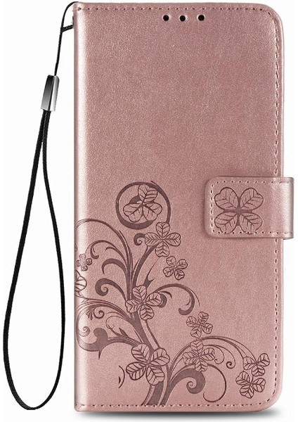 Realme C15 Zarif Iş Dört Yapraklı Yonca Flip Kapak Için Kılıf Kısa (Yurt Dışından)