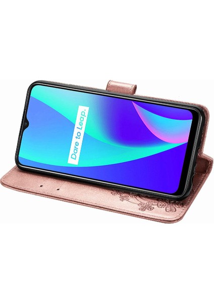 Realme C15 Zarif Iş Dört Yapraklı Yonca Flip Kapak Için Kılıf Kısa (Yurt Dışından) modelleri