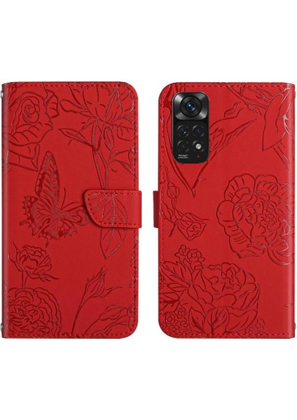 Xiaomi Redmi Için Not 11 4G/11S Çiçekler ve Kelebekler Darbeye Pu (Yurt Dışından)