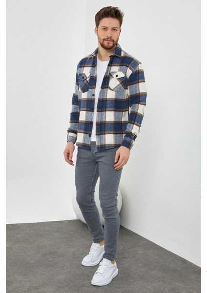 Erkek Slim Fit Uzun Kollu Çift Cepli Ekoseli Oduncu Gömlek fiyatları
