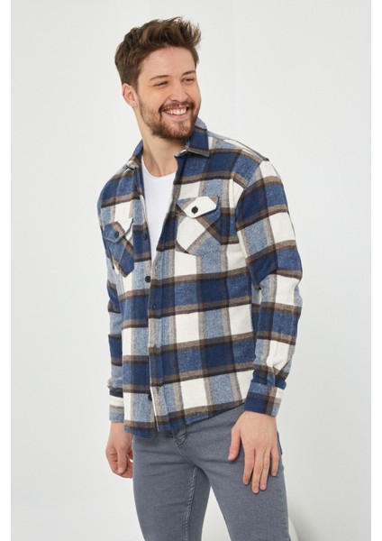 Erkek Slim Fit Uzun Kollu Çift Cepli Ekoseli Oduncu Gömlek indirimleri