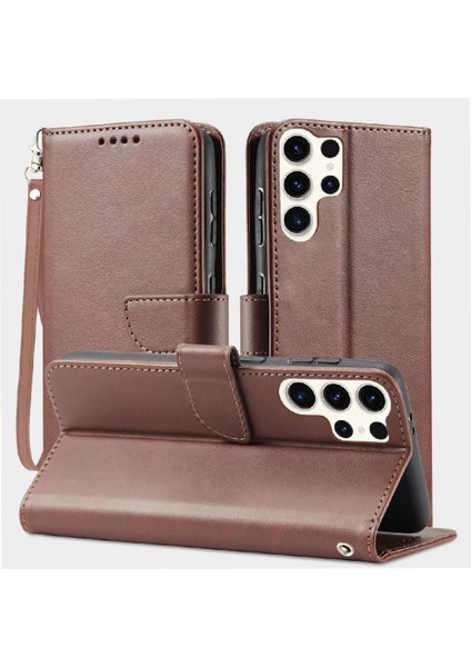 Samsung Galaxy S24 Ultra Deri Folio Flip Case Kart Ekleme Için Kılıf (Yurt Dışından)