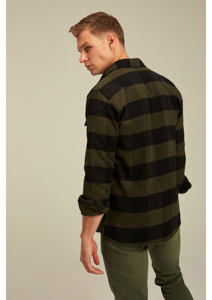 Erkek Slim Fit Uzun Kollu Çift Cepli Ekoseli Oduncu Gömlek indirimleri