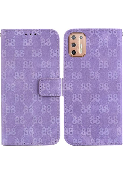 Motorola Moto G9 Artı Çift 8 Kabartmalı Kickstand Kart Pu Için Telefon Kılıfı (Yurt Dışından)