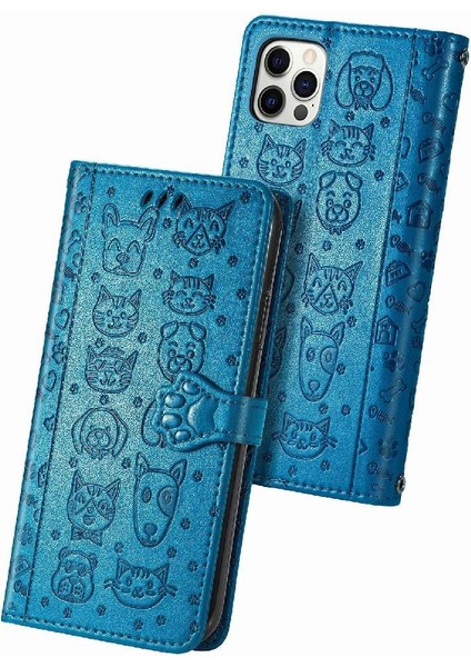 Iphone 12 Için Kılıf Promax Kısa Kayış Karikatür Hayvanlar Kapak Çevirin Deri (Yurt Dışından)