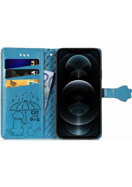 Iphone 12 Için Kılıf Promax Kısa Kayış Karikatür Hayvanlar Kapak Çevirin Deri (Yurt Dışından)
