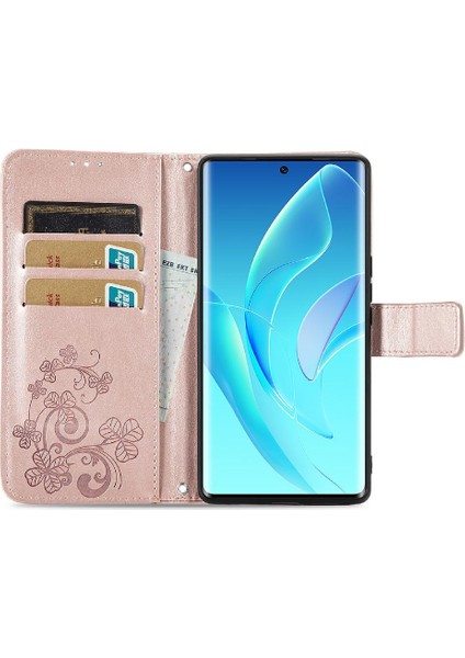 Huawei Onur Için Kılıf 60 Flip Kapak Dört Yapraklı Yonca Deri Kılıf Kısa (Yurt Dışından)