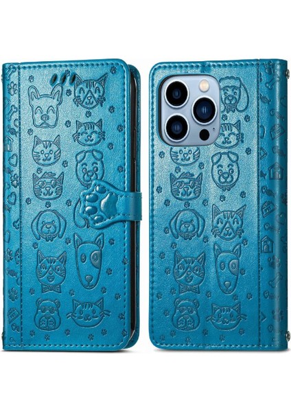 Iphone 13 Için Kılıf Promax Darbeye Deri Kılıf Karikatür Hayvanlar Flip (Yurt Dışından)