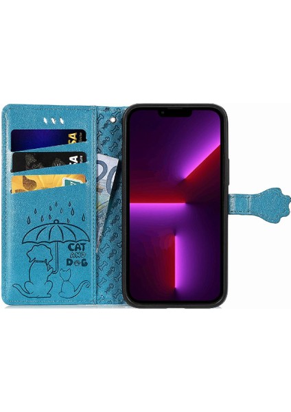 Iphone 13 Için Kılıf Promax Darbeye Deri Kılıf Karikatür Hayvanlar Flip (Yurt Dışından)