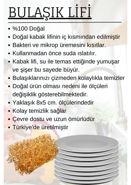 3 Adet x Bulaşık Lifi %100 Doğal Kabak Lifi