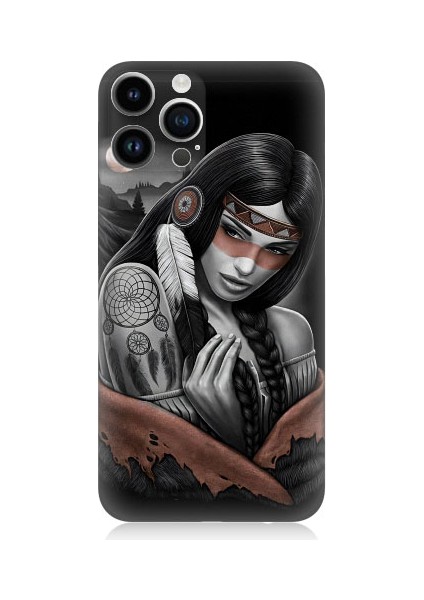 Apple iPhone 13 Pro Uyumlu Kızılldereli Kız Dreamcatcher Desenli Silikon Kılıf