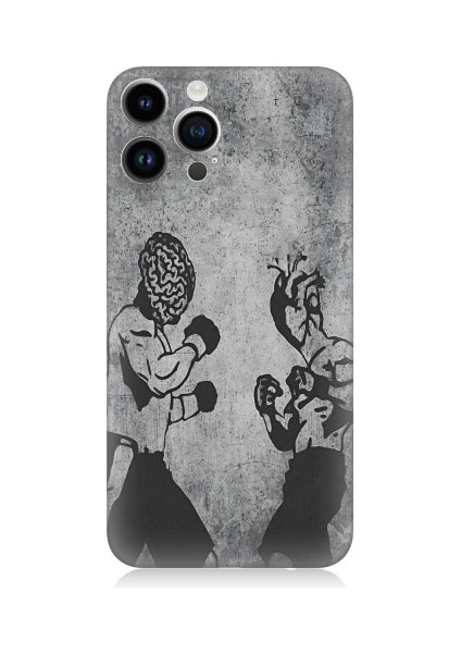 Apple iPhone 13 Pro Uyumlu Yüreğiniz ve Kalbinizle Boks Desenli Silikon Kılıf