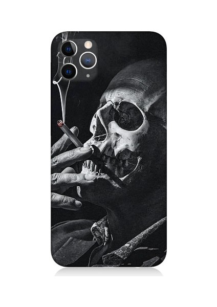 Apple iPhone 11 Pro Max Uyumlu Sigara ve Ölüm Desenli Silikon Kılıf