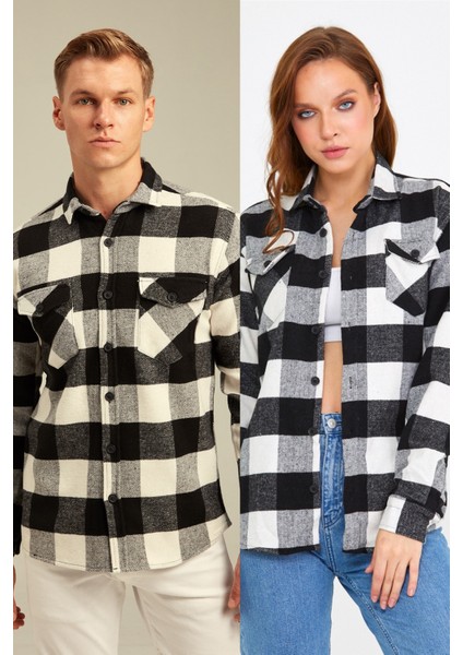 Unisex Kahverengi Çift Cep Kapaklı Oduncu Gömlek