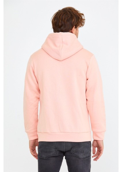 Pembe Erkek Fermuarlı Kapüşonlu Sweat