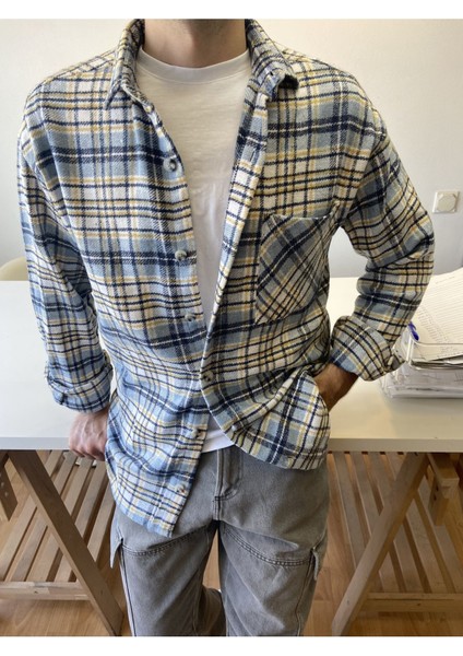 Erkek Füme-Indigo Çift Cep Kapaklı Slim Fit Oduncu Gömlek fiyatları