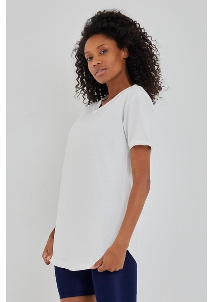 Kadın Açık Pembe Pis Yaka Salaş T-Shirt KTCPS001R07S
