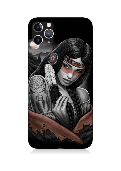 Apple iPhone 11 Pro Max Uyumlu Kızılldereli Kız Dreamcatcher Desenli Silikon Kılıf
